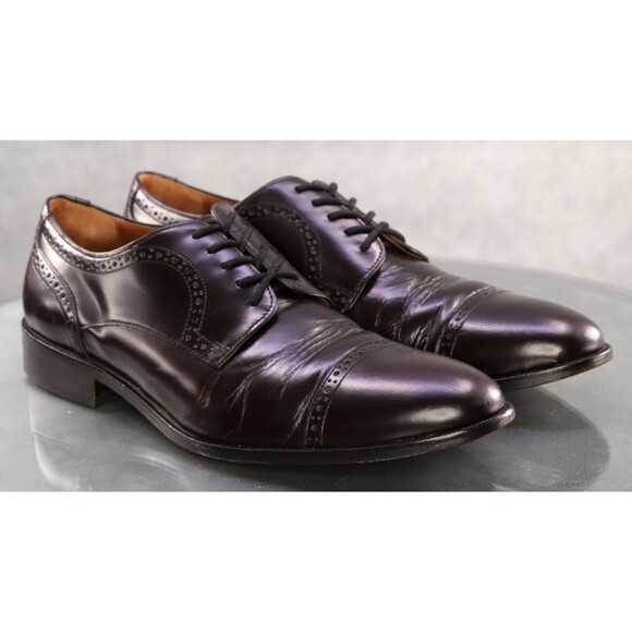 Johnston & Murphy Men\'s Cap Toe Dress Shoes Size 9.5 Leather Burgundy 59-1194 main image 6